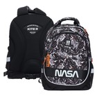 Рюкзак школьный NASA, 38 х 28 х 16 см, эргономичная спинка, чёрный, белый - фото 5469908