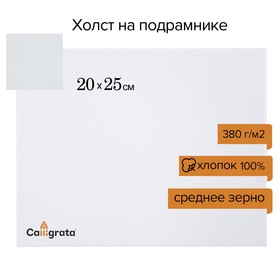 Холст на подрамнике хлопок 100% акрил грунт 2*20*25 см, 380г/м² с/з  Calligrata 9098182