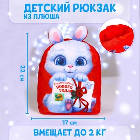 Рюкзак детский плюшевый «Счастливого Нового года» Зайка, 22×17 см
