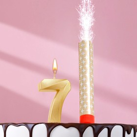 {{photo.Alt || photo.Description || 'Свеча для торта цифра &quot;Грань + фонтан&quot; золотая &quot;7&quot;'}}