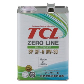 Масло моторное TCL Zero Line Fully Synth, Fuel Economy, SP, GF-6, 0W30, 4 л 9126967