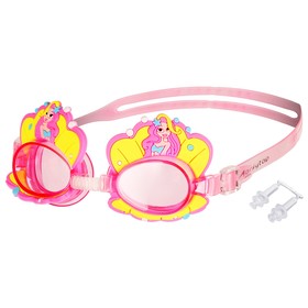 Очки для плавания детские ONLYTOP Swim «Русалка» + беруши, цвет розовый