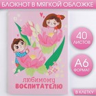 Блокнот «Любимому воспитателю,  А6, 40 листов, мягкая обложка 7888613 - фото 6570258