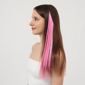 Локон накладной, прямой волос, на заколке, люминесцентный, 45 см, цвет розовый в Донецке