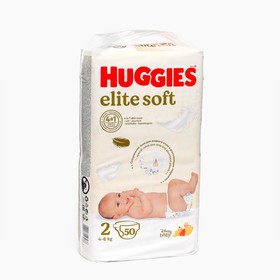Подгузники Huggies Elite Soft, 4-6 кг (размер 2), 50 шт