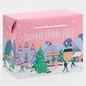 Пакет-коробка «Веселого Нового года», 23 × 18 × 11 см
