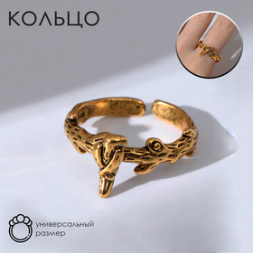 Кольцо "Перстень" ворон, цвет чернёное золото, безразмерное в Донецке
