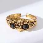 Кольцо "Перстень" сова, цвет чернёное золото, безразмерное - фото 4165399