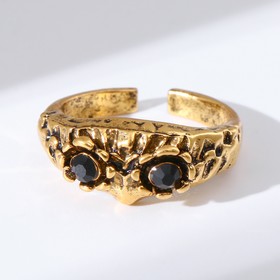 Кольцо "Перстень" сова,  цвет чернёное золото, безразмерное в Донецке