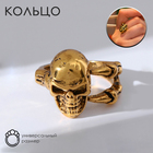 Кольцо "Перстень" череп, цвет чернёное золото, безразмерное - фото 4165407