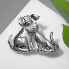 Брошь "Друзья" кот с собакой, цвет серебро - фото 4165451