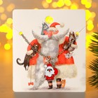 Кулон "Новогодний" дед мороз с мешком, цвет красно-белый в серебре, 46 см - фото 4165680
