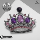 Брошь "Корона" готическая, цвет фиолетовый в чернёном серебре - фото 4165756