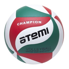 Мяч волейбольный Atemi CHAMPION синтетическая кожа PU Soft, цвет зелёный/белый/красный, 18 панелей, клееный, окружность 65-67 см