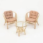 Набор садовой мебели "Индо" 3 предмета: 2 кресла, 1 стол, бежевый - фото 801945148