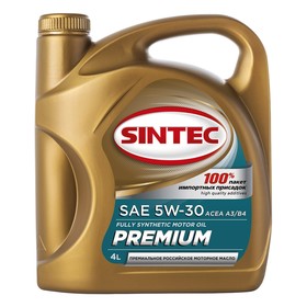 Масло моторное Sintec 5W-30 премиум ACEA A3/B4, синтетическое, 4 л 7992561