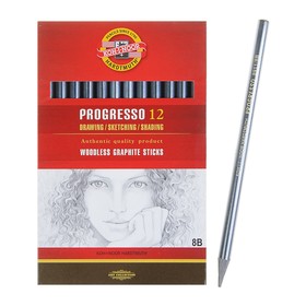 Набор карандашей цельнографитовых в лаке Koh-I-Noor PROGRESSO 8911, 8В, 12 штук в наборе