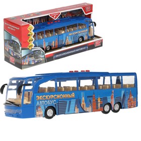Модель машины «Экскурсионный автобус», 30 см, свет и звук, двери, цвет синий