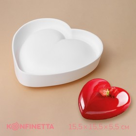 Форма для выпечки и муссовых десертов «Сердце», 15,5×15,5×5,5 см, силикон, цвет белый
