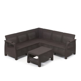 Набор мебели: диван угловой + стол, шоколад