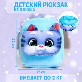 Рюкзак детский плюшевый «Котик» с карманом, 22×17 см