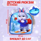 Рюкзак детский плюшевый «Заяц с новогодней почтой», 24×24 см - фото 7487932