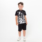 Комплект для мальчика (футболка, шорты), цвет чёрный МИКС, рост 134-140 см - фото 5922216