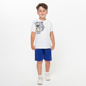 Комплект для мальчика (футболка, шорты), цвет белый/синий МИКС, рост 134-140 см