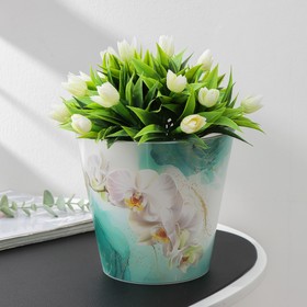 Кашпо для цветов со вставкой London Orchid Deco, 1,6 л, d=16 см, h=14,5 см, цвет голубая орхидея 9164383