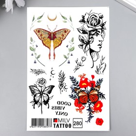 Татуировка на тело "Бабочки" 10х15 см
