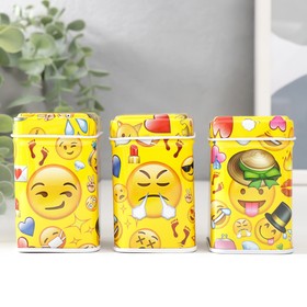 Шкатулка металл квадрат "Смайлик" МИКС 4,5х4,5х7 см в Донецке