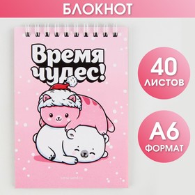 Блокнот «Время чудес!» А6, 40л мягкая обложка, на гребне 7861592