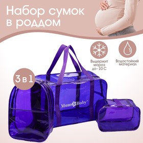 Набор сумок для роддома, комплект 3 в 1 №2, ПВХ «Трио». цвет фиолетовый