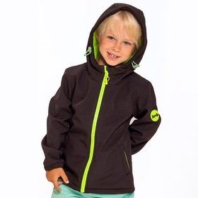Куртка детская SOFTSHELL, цвет чёрный/салатовый, рост 146 см
