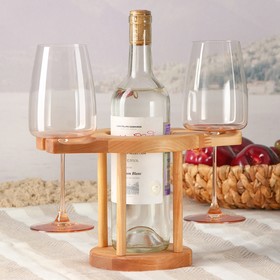 Столик-поднос для вина на 2 персоны Adelica, 25×15×1,8 см, берёза