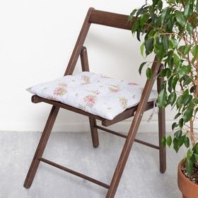 Сидушка на стул Доляна Roses on linen 42х42 см, 100% хл, рогожка 164  г/м2