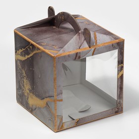 Коробка кондитерская с окном, сундук, «Мрамор» 20 х 20 х 20 см