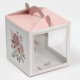 Коробка кондитерская с окном, сундук, «Пыльная роза» 20 х 20 х 20 см