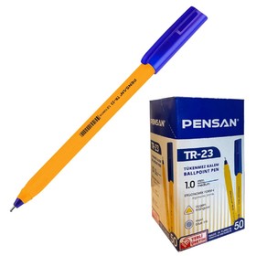 Ручка шариковая Pensan "ТR-23", узел 1.0 мм, чернила синие, трехгранный корпус, жёлтая