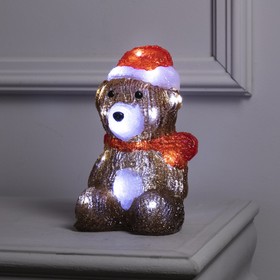 Светодиодная фигура «Медвежонок в шапке» 21 × 11 × 11 см, акрил, 20 LED, батарейки ААх2 (не в комплекте), свечение белое