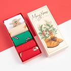 Набор новогодних женских носков KAFTAN "Marry xmas" р. 36-39 (23-25 см), 5 пар - фото 40046