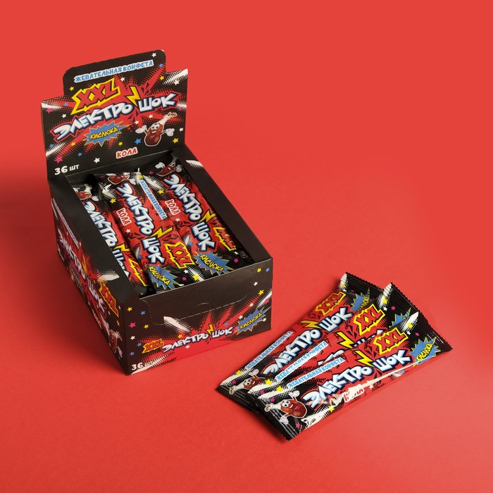 Жевательная конфета "Электрошок XXL" с ароматом колы, 25 г. - фото 5540002