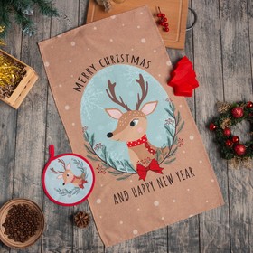 Новогодний подарочный набор Этель Deer: кухонное полотенце, прихватка, силиконовая форма в Донецке