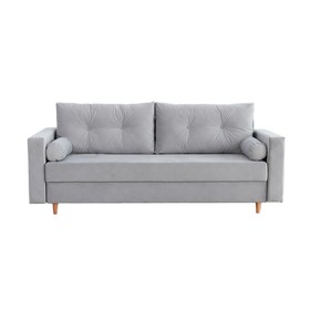 Прямой диван «Киото», механизм еврокнижка, велюр, цвет серый