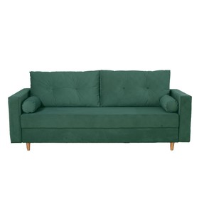 Прямой диван «Киото», механизм еврокнижка, велюр, цвет зелёный