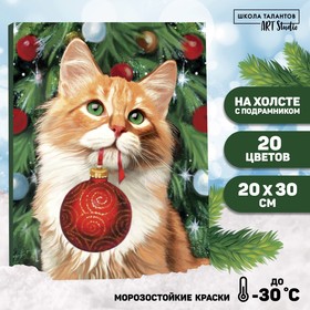 Картина по номерам на холсте с подрамником «Рыжий кот с шариком» 20х30 см