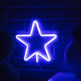Неоновая вывеска «Звезда» 28 × 28 см, батарейки ААх3 (не в комплекте), USB, свечение голубое