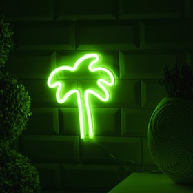 Неоновая вывеска «Пальма» 19.5 × 23 см, батарейки ААх3 (не в комплекте), USB, свечение зелёное