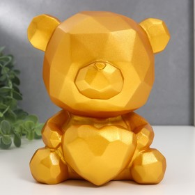 Копилка пластик ′Медвежонок с сердцем′ золотой 14,5х14х17 см в Донецке