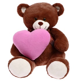 Мягкая игрушка "Медведь Виктор со средним сердцем цикламен", 35 см 0878535S-48